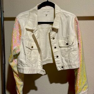 Crop Mermaid sequined Jean jacket
